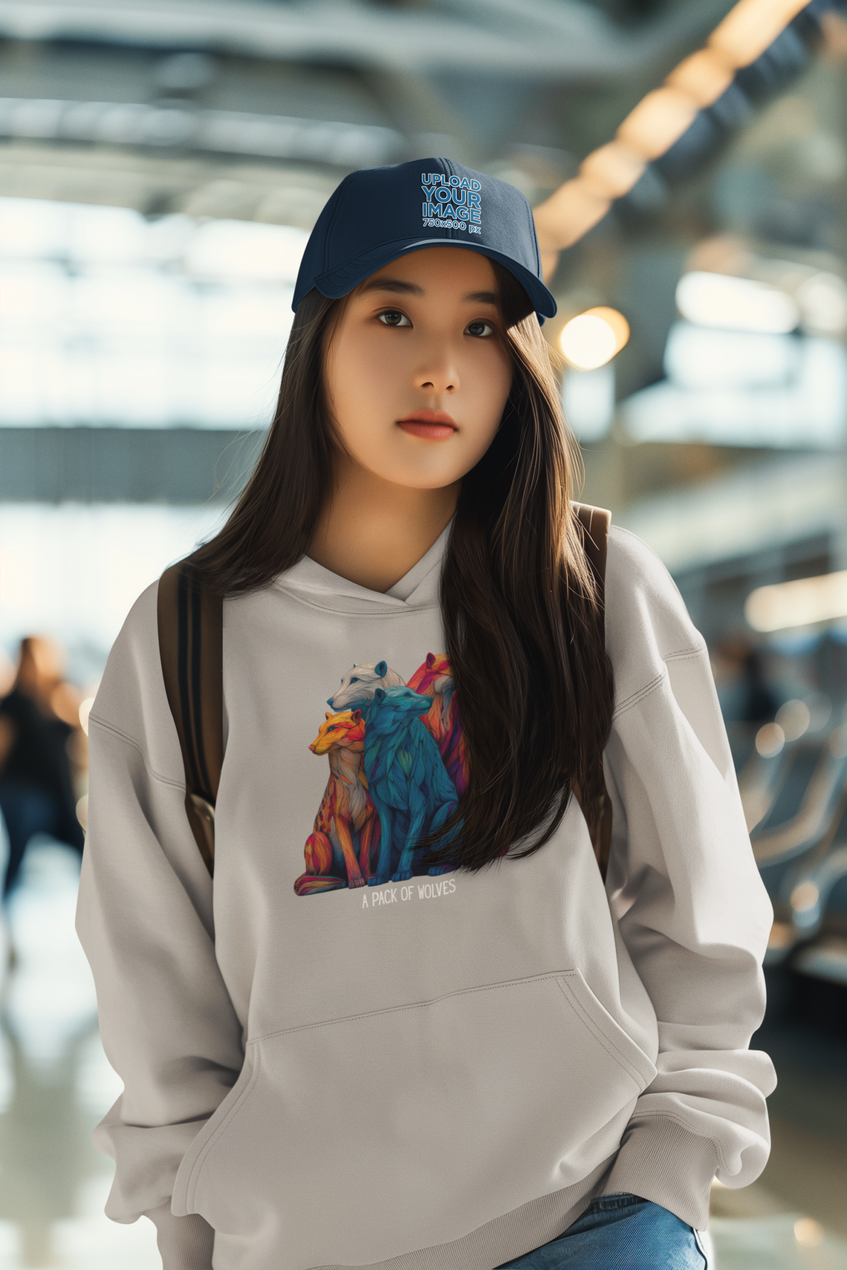 Wildlife Lover Wolf Hoodie, Colorful Art (Unisex Pullover) - Image 4