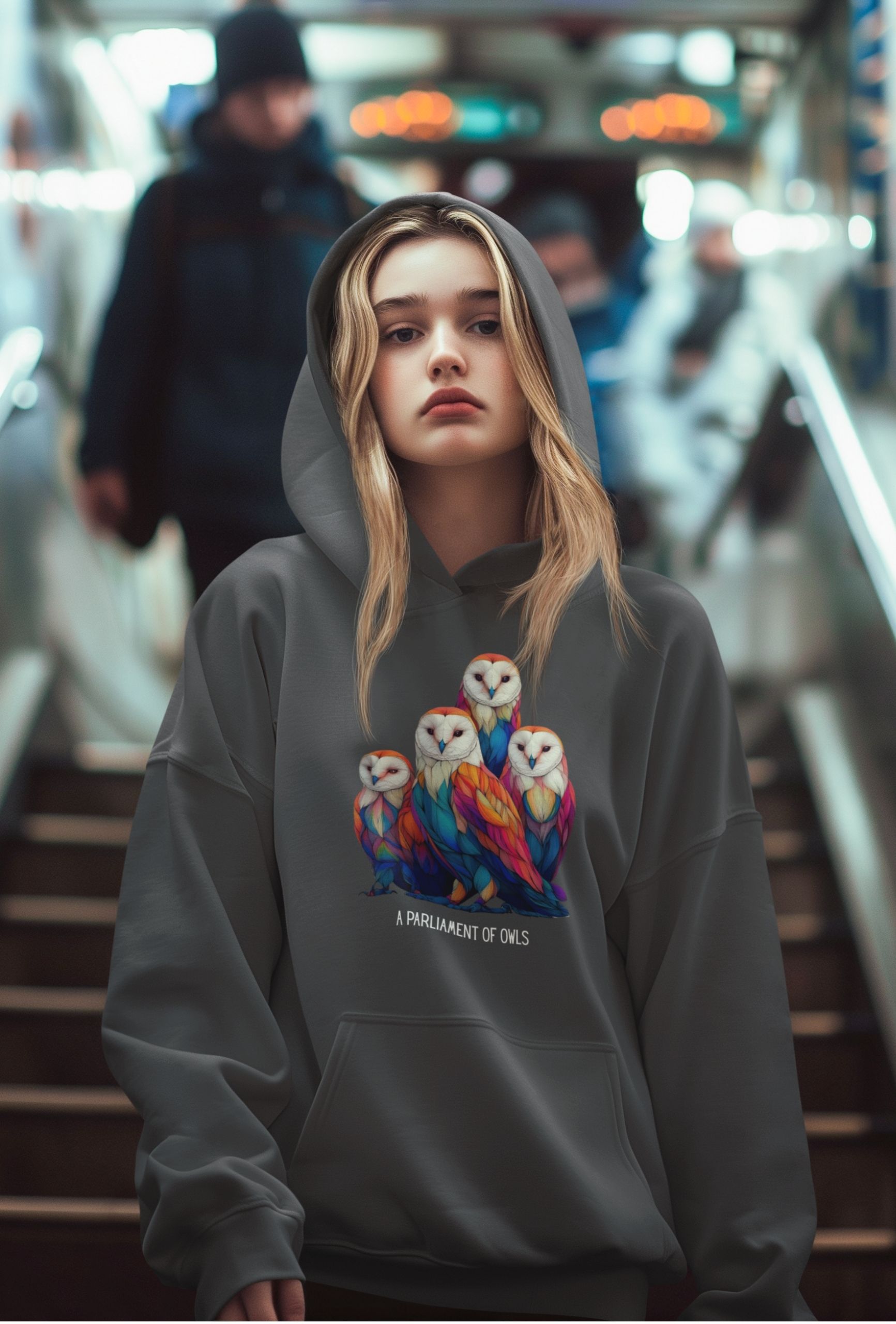 Owl Hoodie – Bold, Colorful Bird Design Unisex Pullover - Image 7