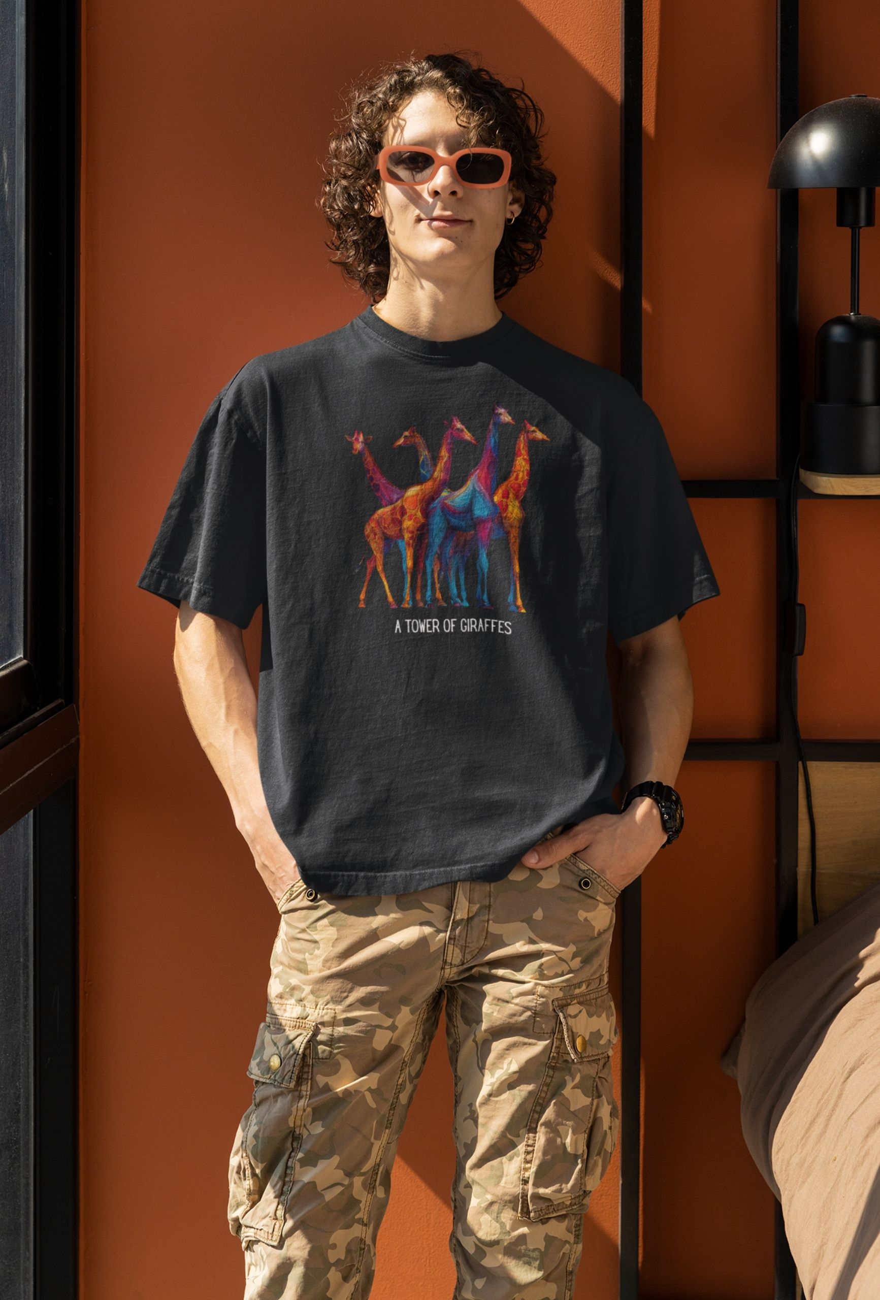 Tower of Giraffes T‑Shirt Colorful Wildlife Graphic Tee for Animal Lovers - Image 2
