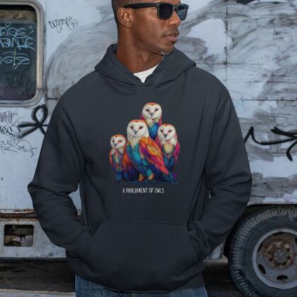 Owl Hoodie – Bold, Colorful Bird Design Unisex Pullover