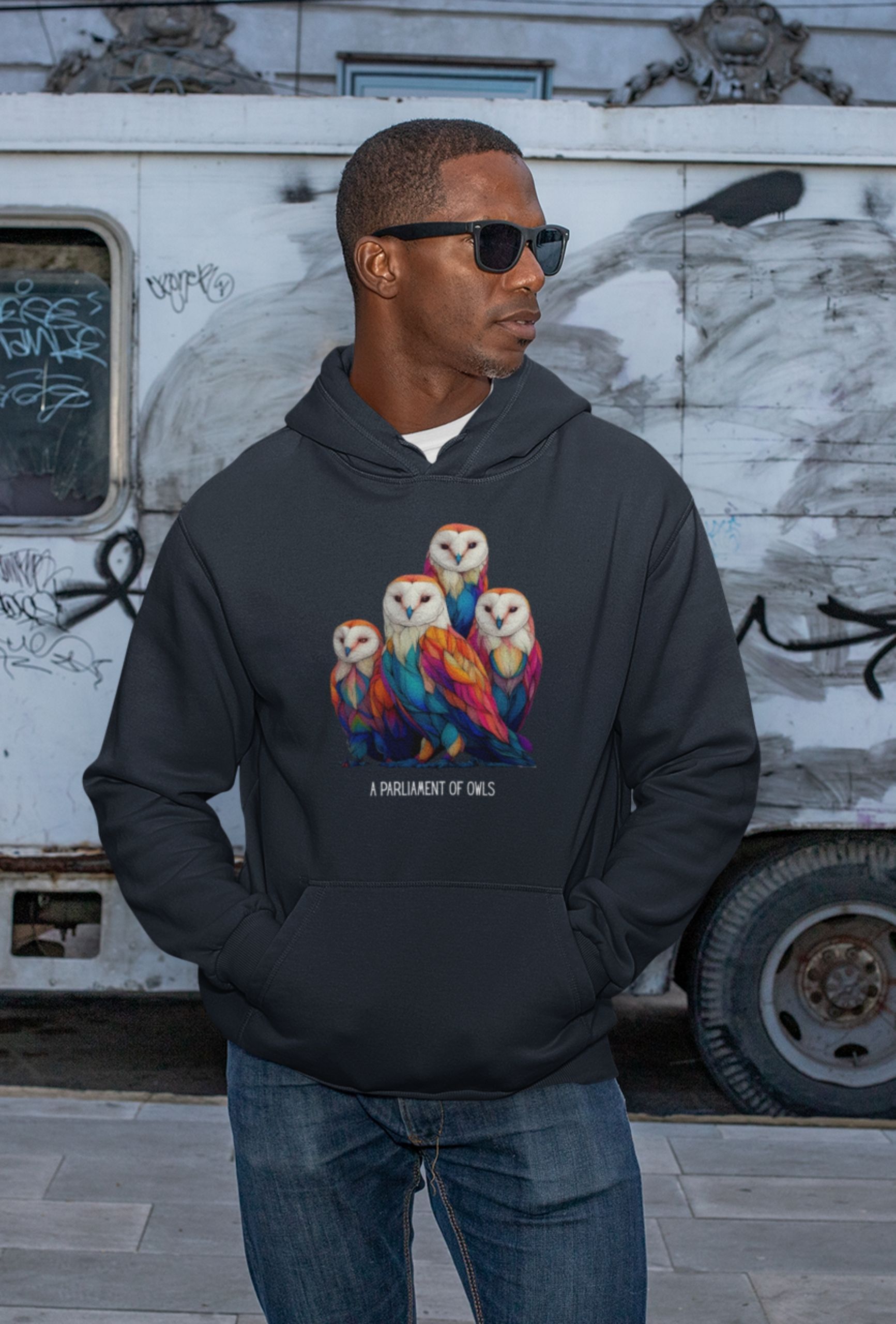Owl Hoodie – Bold, Colorful Bird Design Unisex Pullover