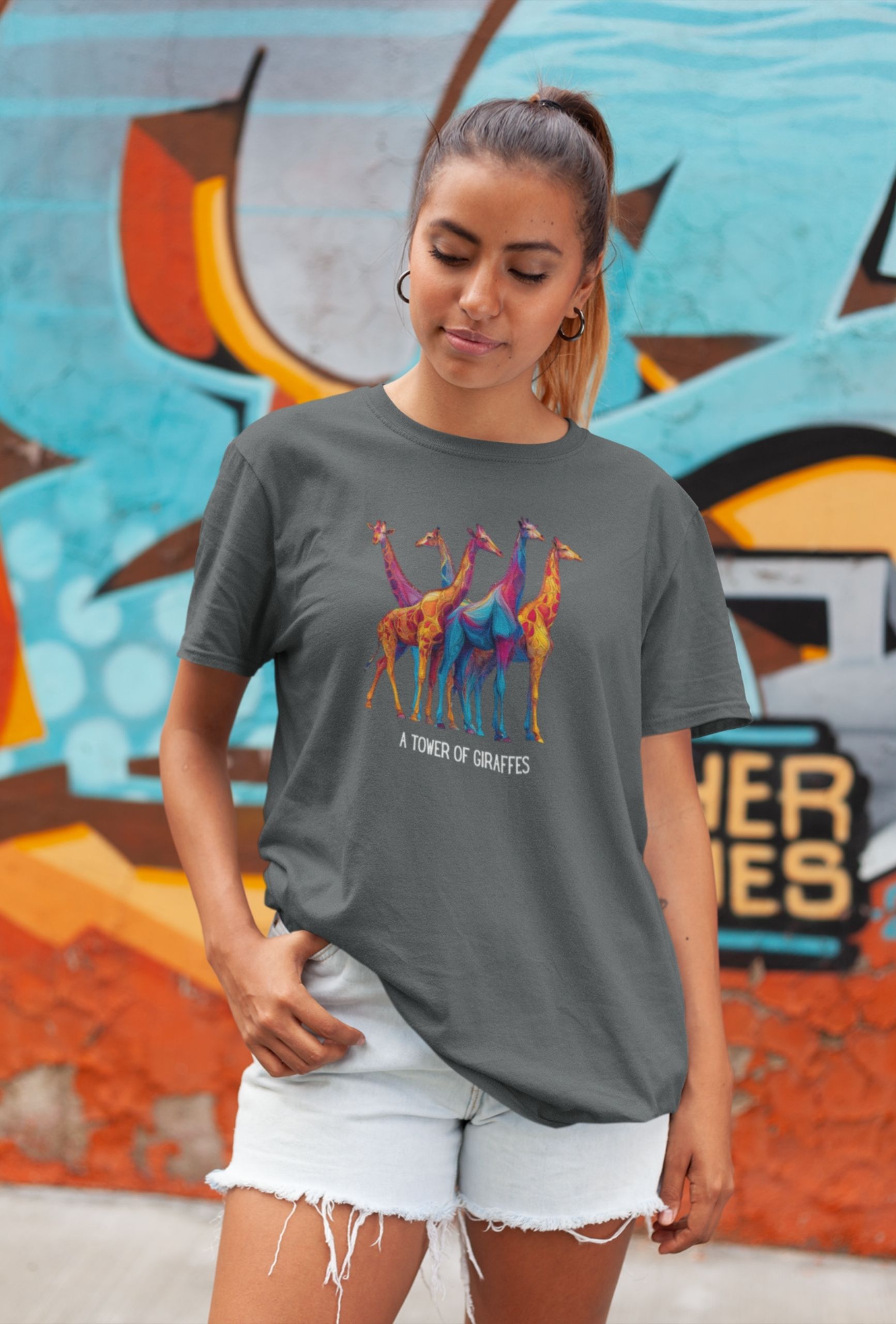 Tower of Giraffes T‑Shirt Colorful Wildlife Graphic Tee for Animal Lovers - Image 7