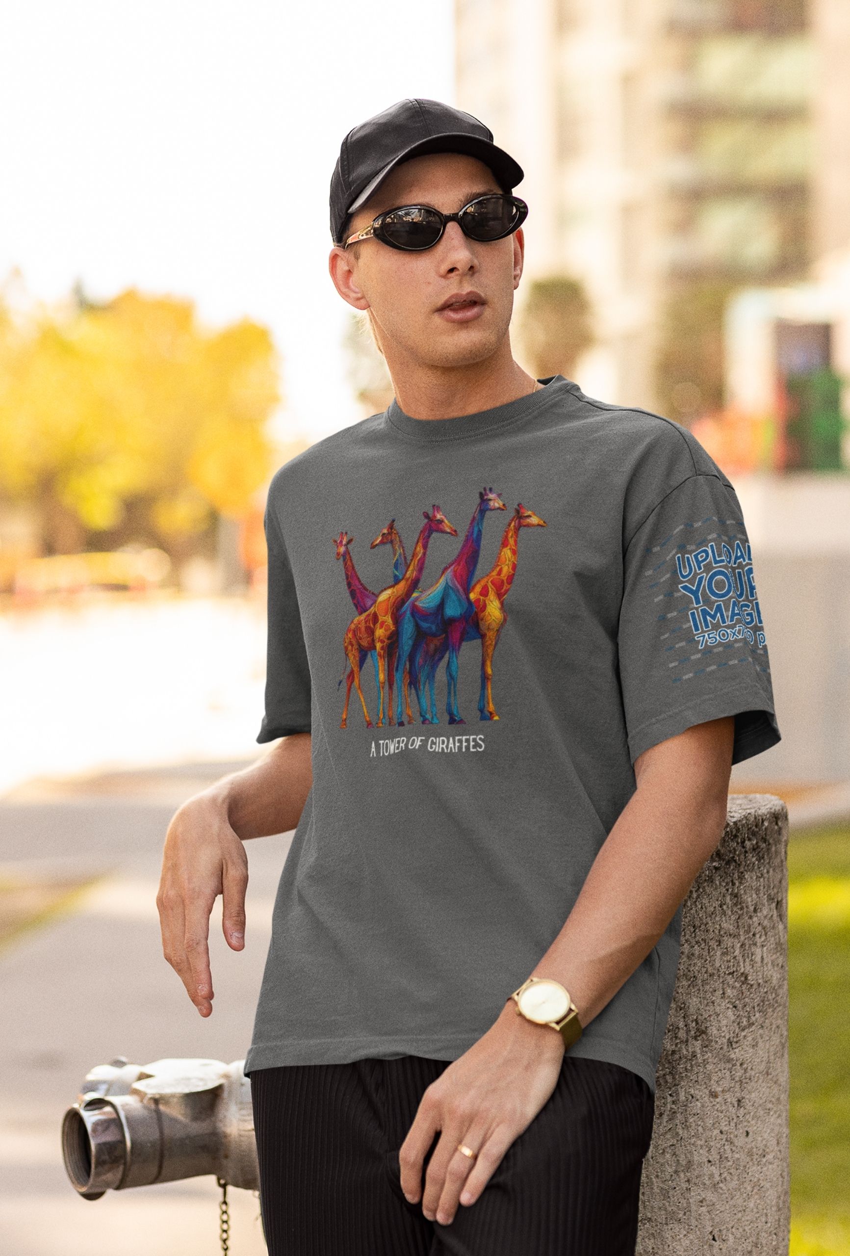 Tower of Giraffes T‑Shirt Colorful Wildlife Graphic Tee for Animal Lovers - Image 5