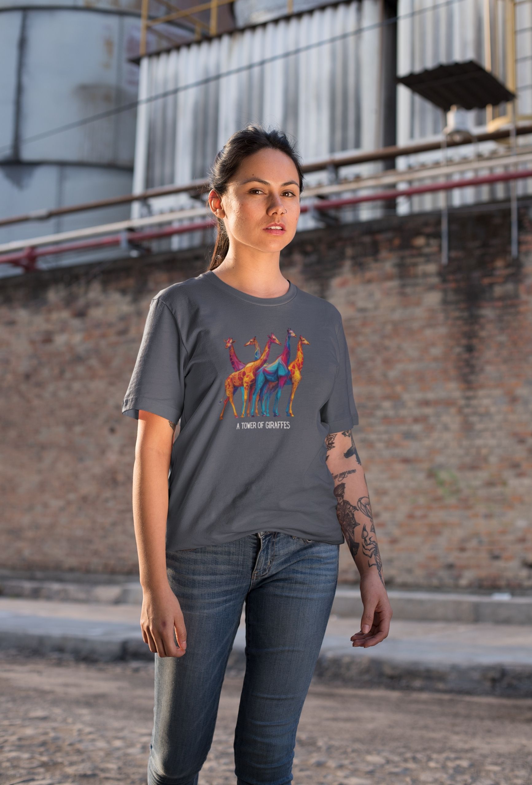 Tower of Giraffes T‑Shirt Colorful Wildlife Graphic Tee for Animal Lovers - Image 3