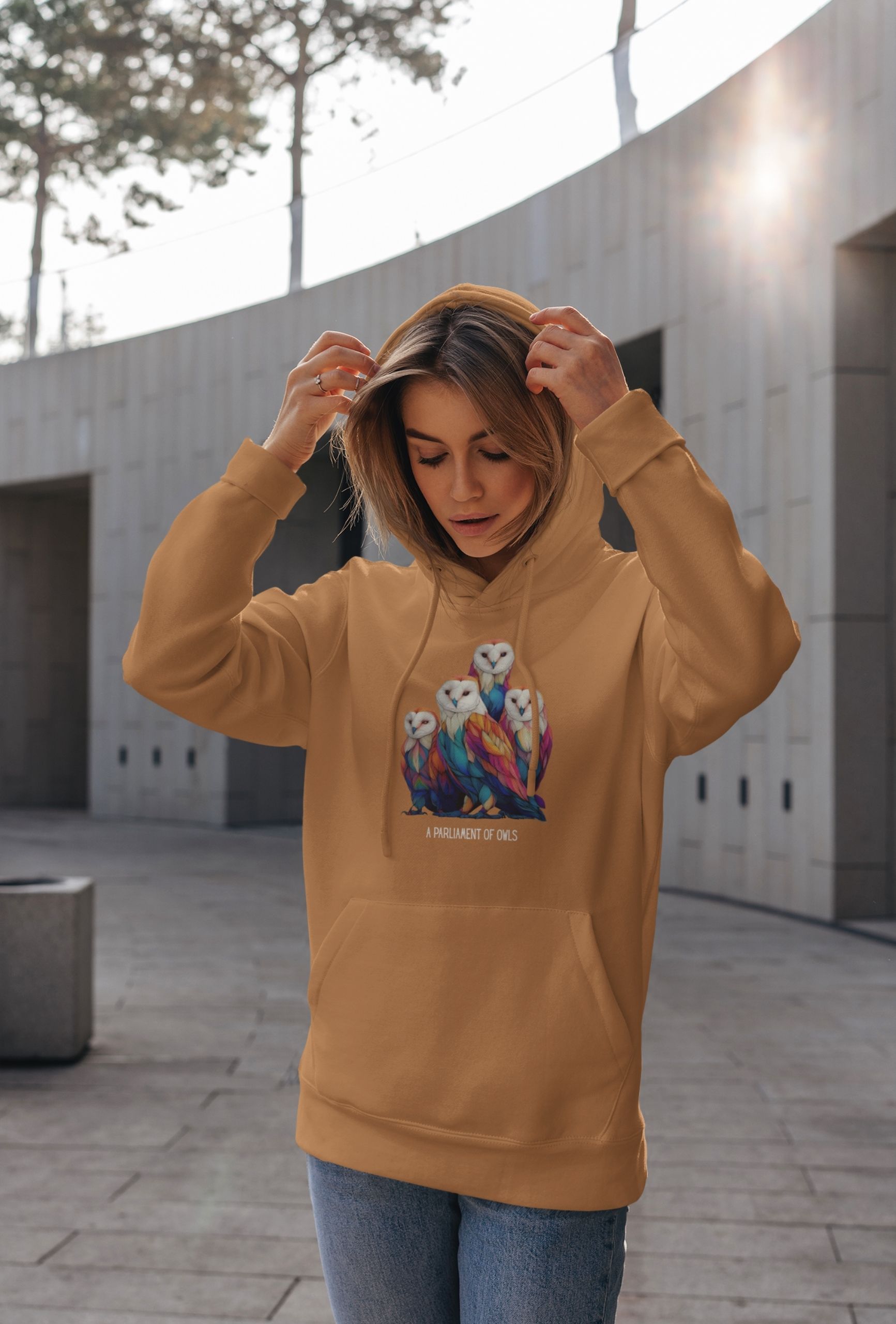 Owl Hoodie – Bold, Colorful Bird Design Unisex Pullover - Image 3
