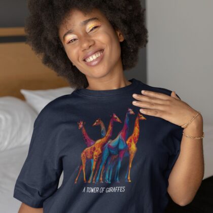 Tower of Giraffes T‑Shirt Colorful Wildlife Graphic Tee for Animal Lovers