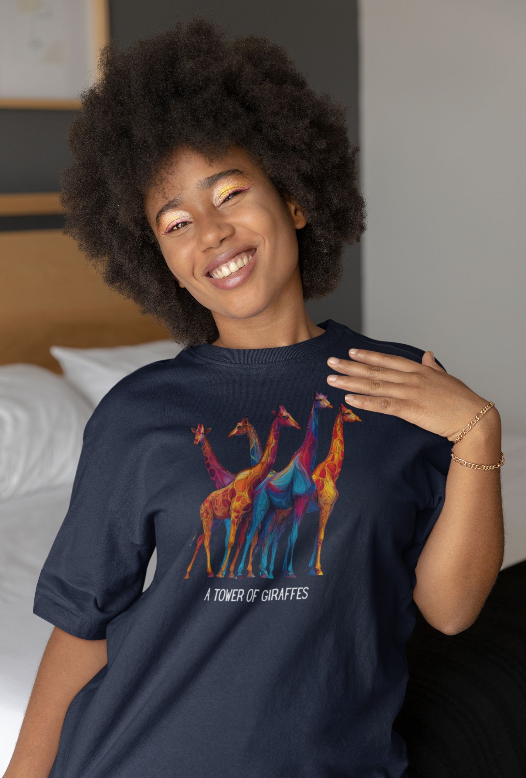 Tower of Giraffes T‑Shirt Colorful Wildlife Graphic Tee for Animal Lovers