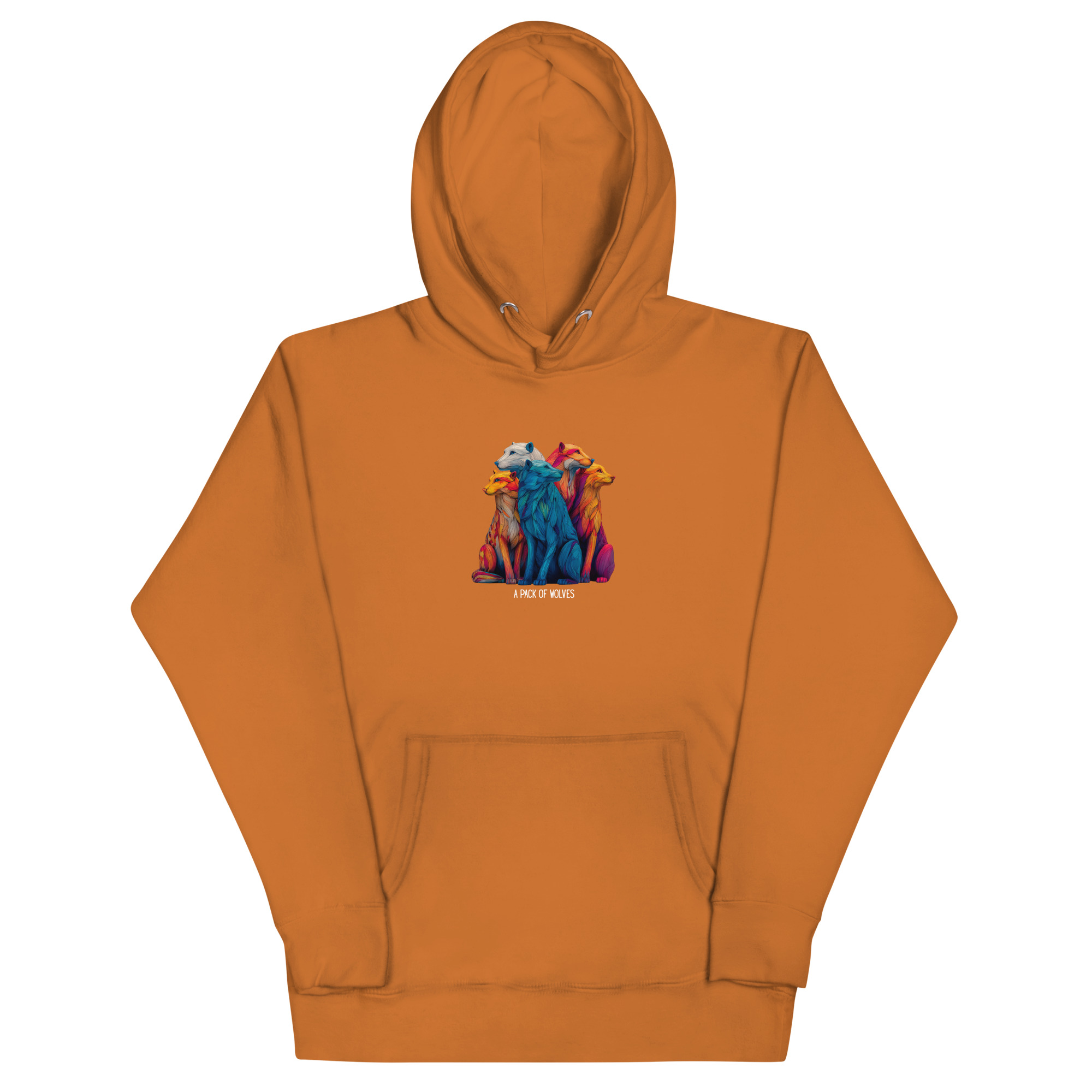 Wildlife Lover Wolf Hoodie, Colorful Art (Unisex Pullover) - Image 22