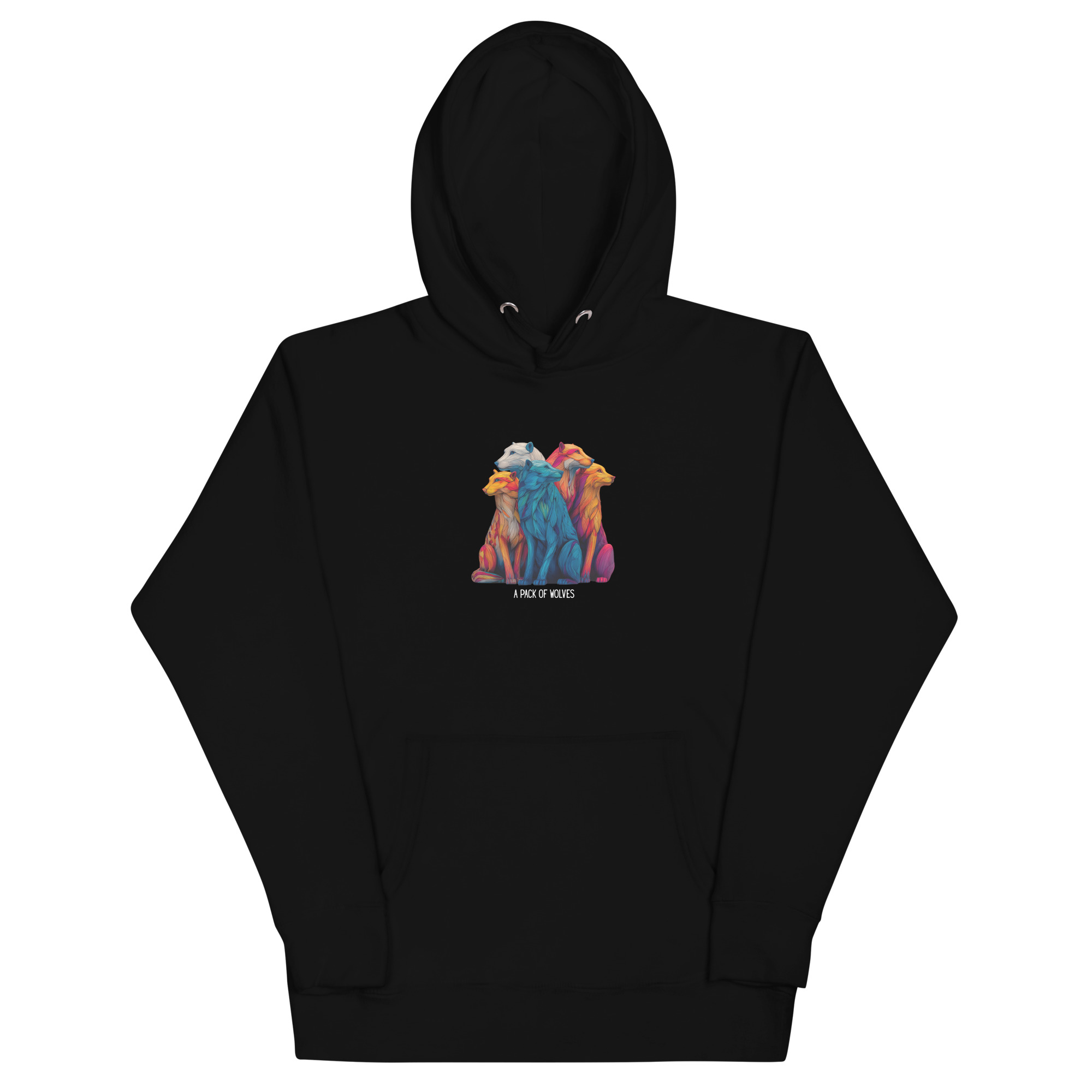 Wildlife Lover Wolf Hoodie, Colorful Art (Unisex Pullover) - Image 8