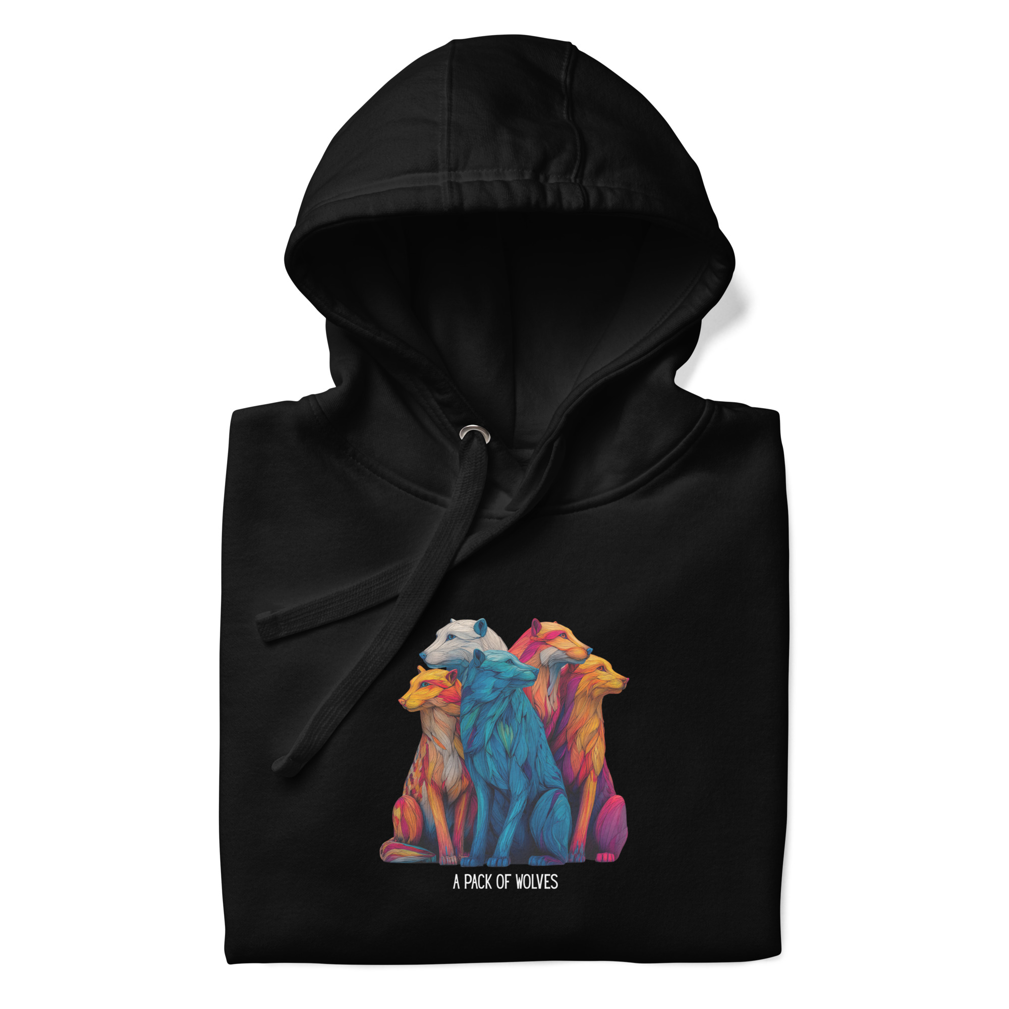 Wildlife Lover Wolf Hoodie, Colorful Art (Unisex Pullover) - Image 9