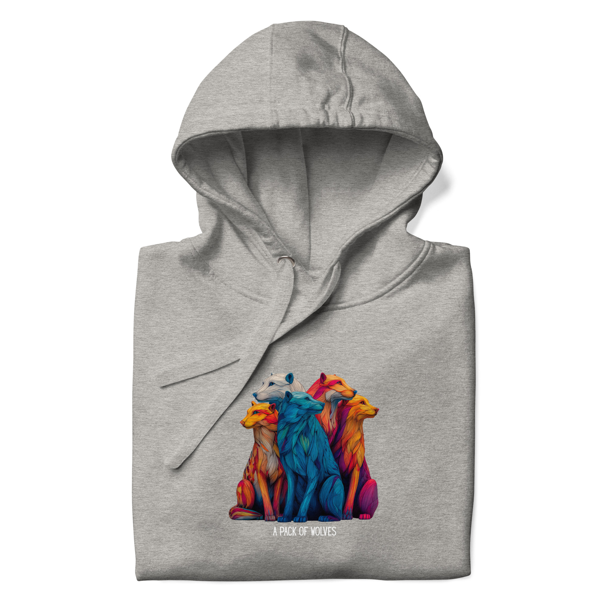 Wildlife Lover Wolf Hoodie, Colorful Art (Unisex Pullover) - Image 10