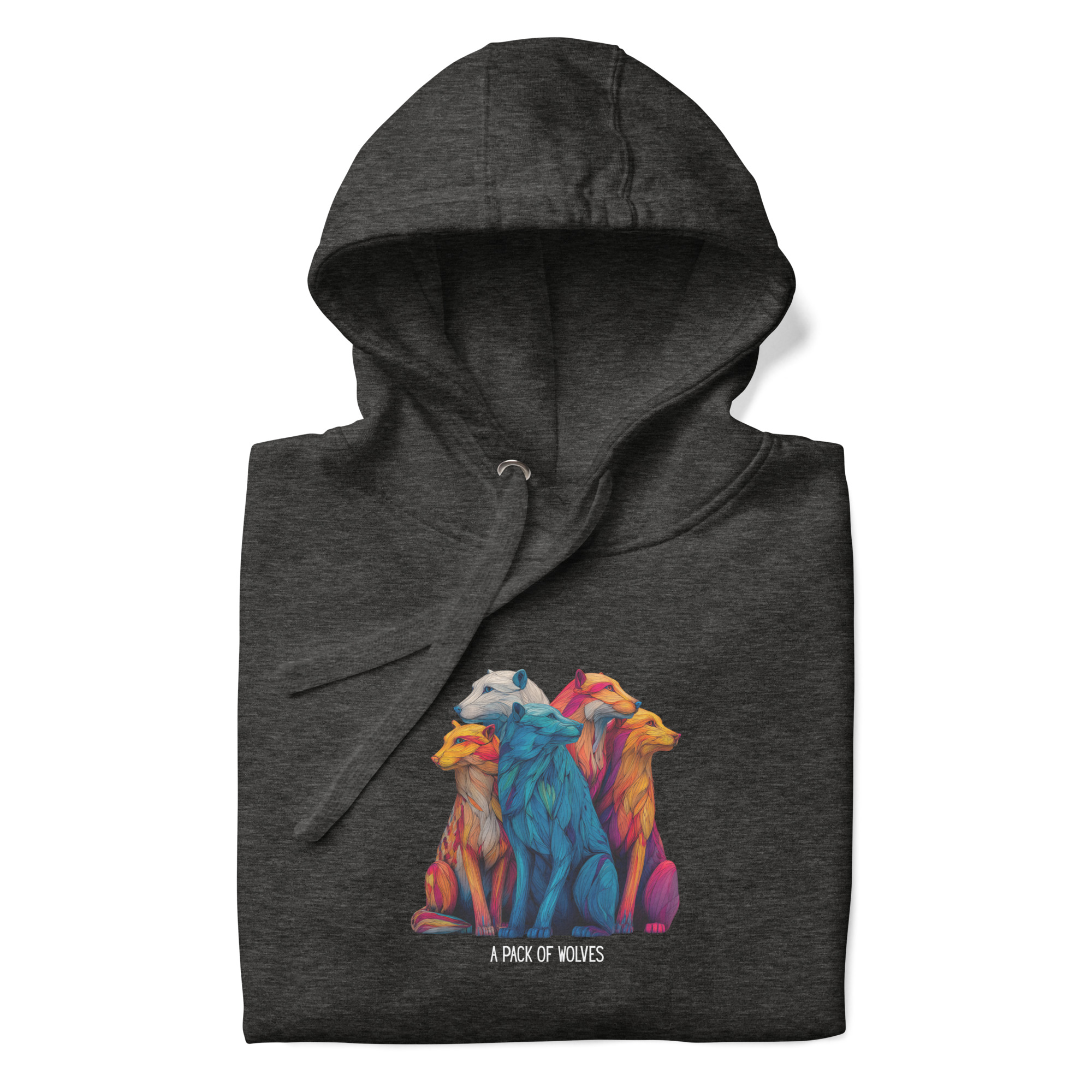 Wildlife Lover Wolf Hoodie, Colorful Art (Unisex Pullover) - Image 11