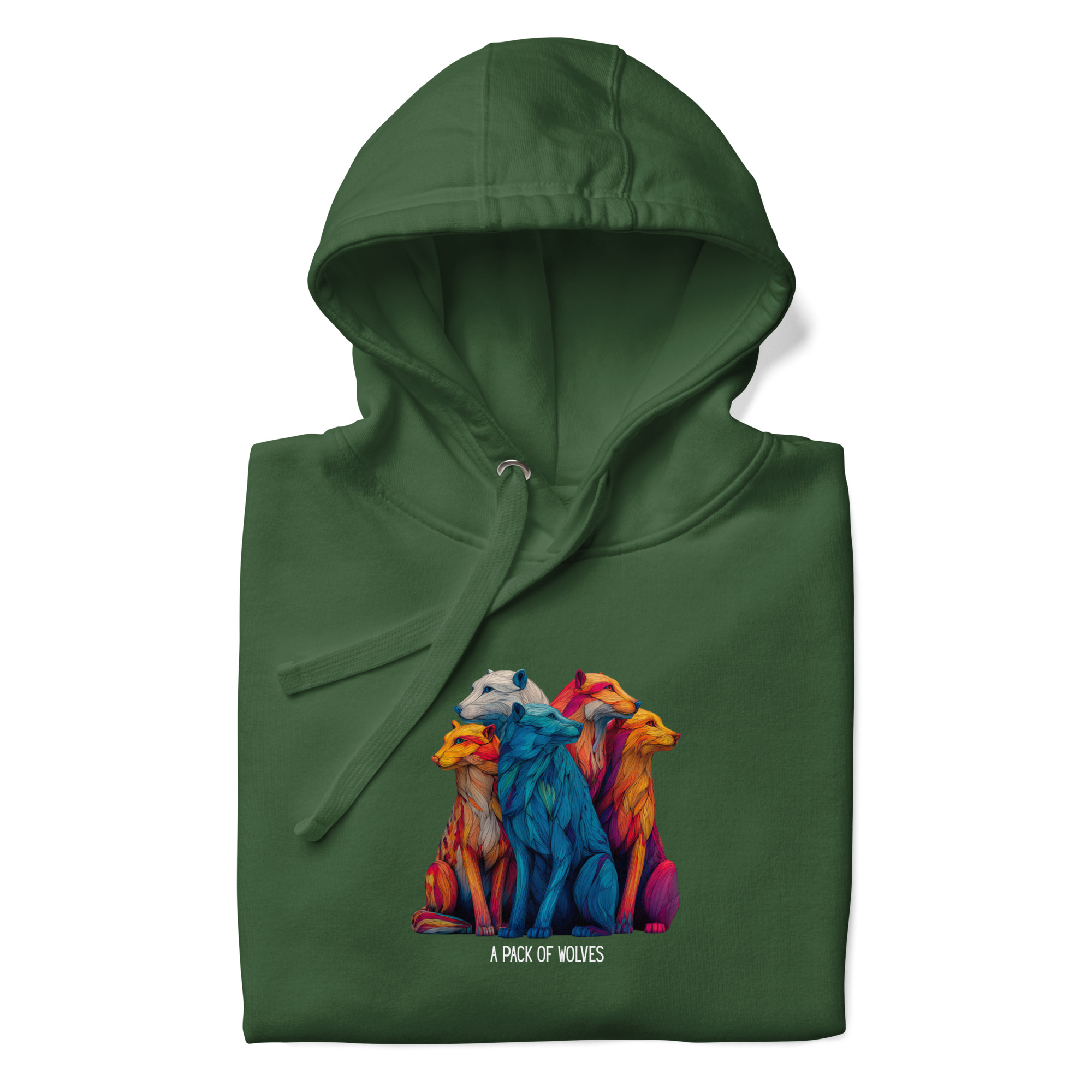 Wildlife Lover Wolf Hoodie, Colorful Art (Unisex Pullover) - Image 14