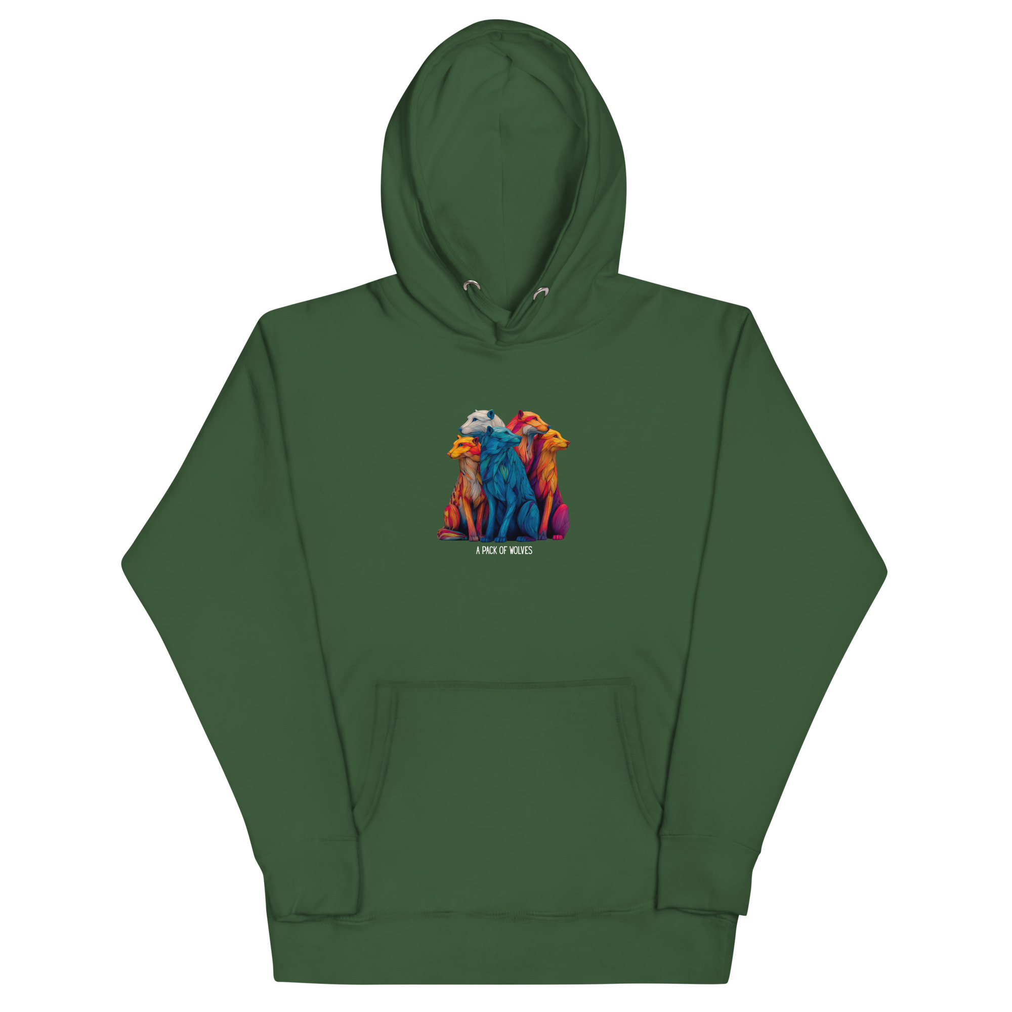 Wildlife Lover Wolf Hoodie, Colorful Art (Unisex Pullover) - Image 21