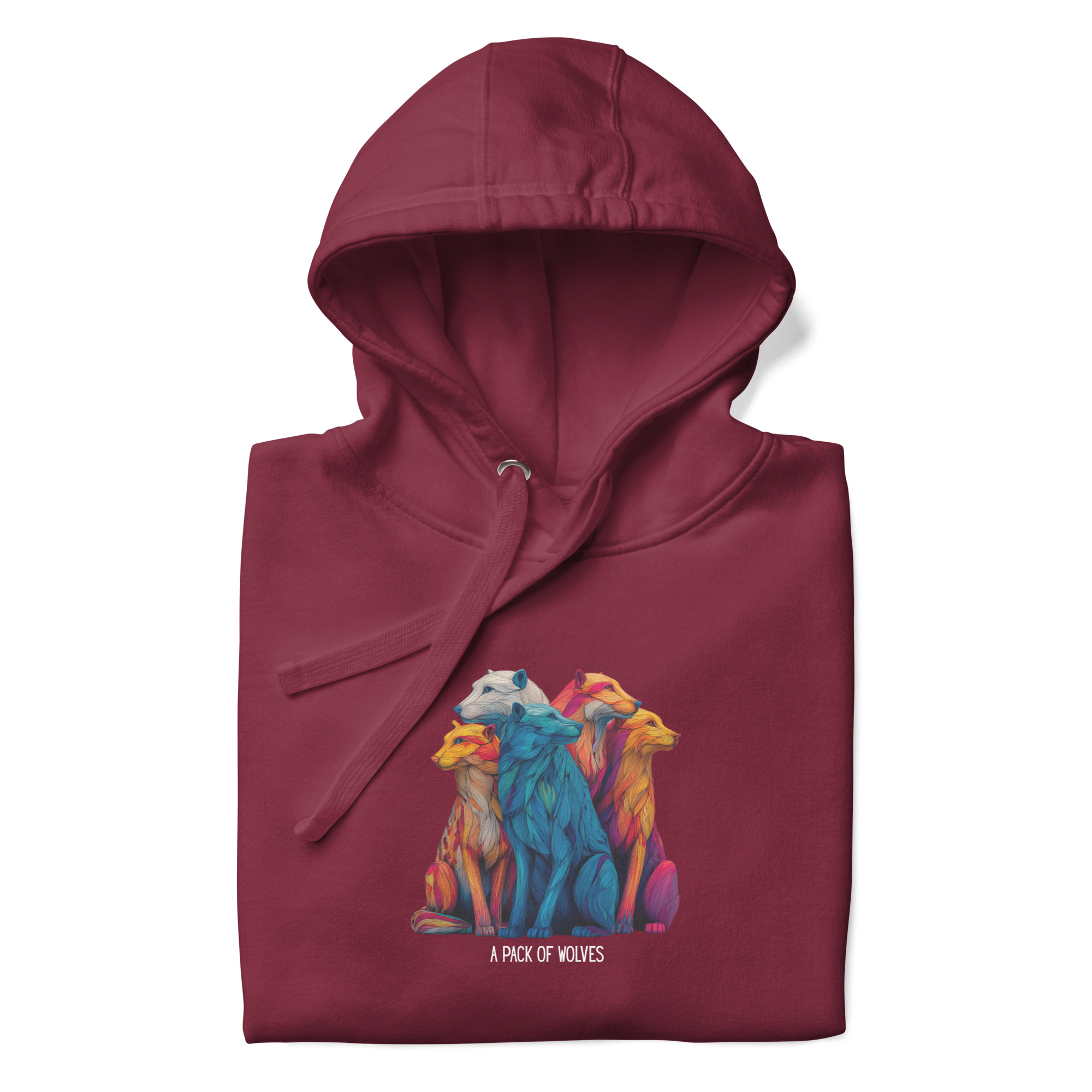 Wildlife Lover Wolf Hoodie, Colorful Art (Unisex Pullover) - Image 12