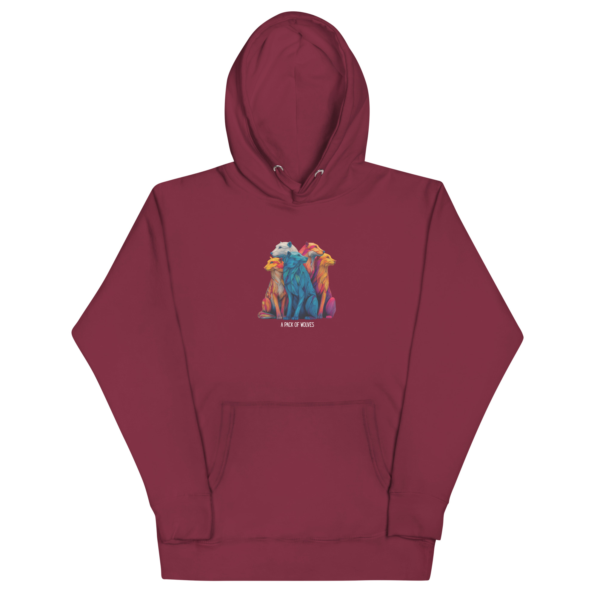 Wildlife Lover Wolf Hoodie, Colorful Art (Unisex Pullover) - Image 18