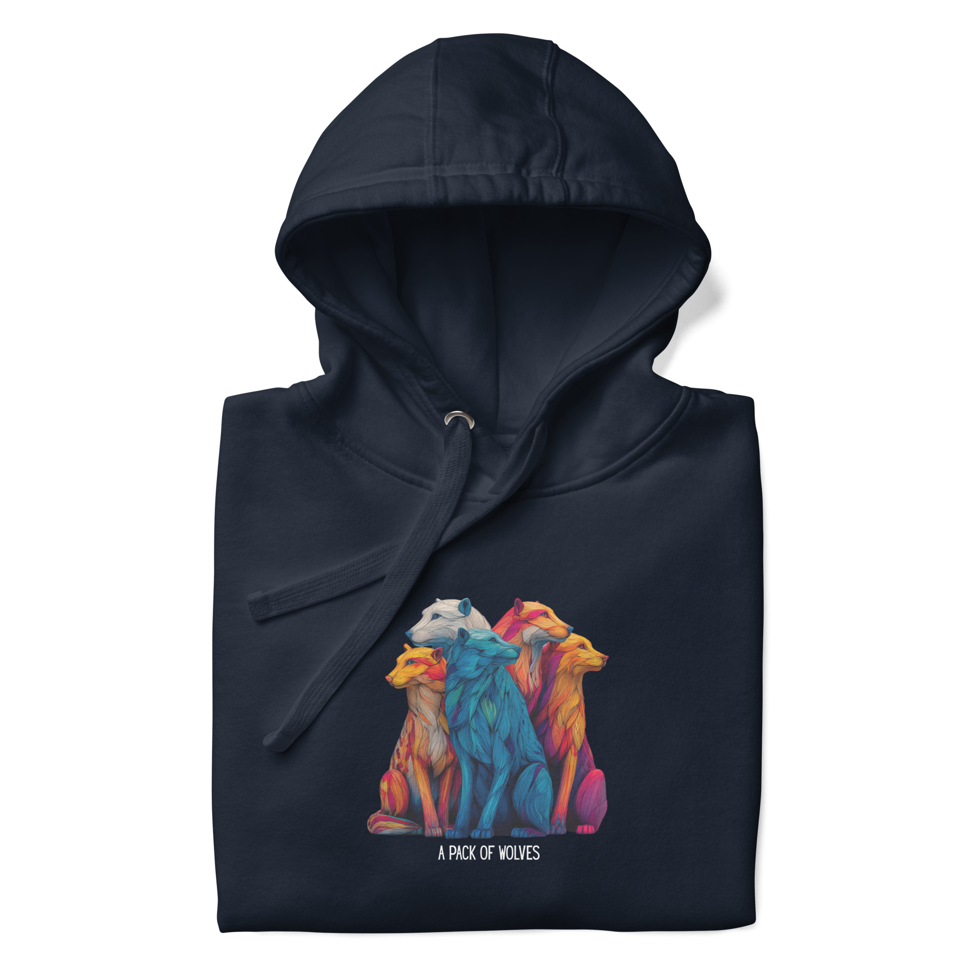 Wildlife Lover Wolf Hoodie, Colorful Art (Unisex Pullover) - Image 13