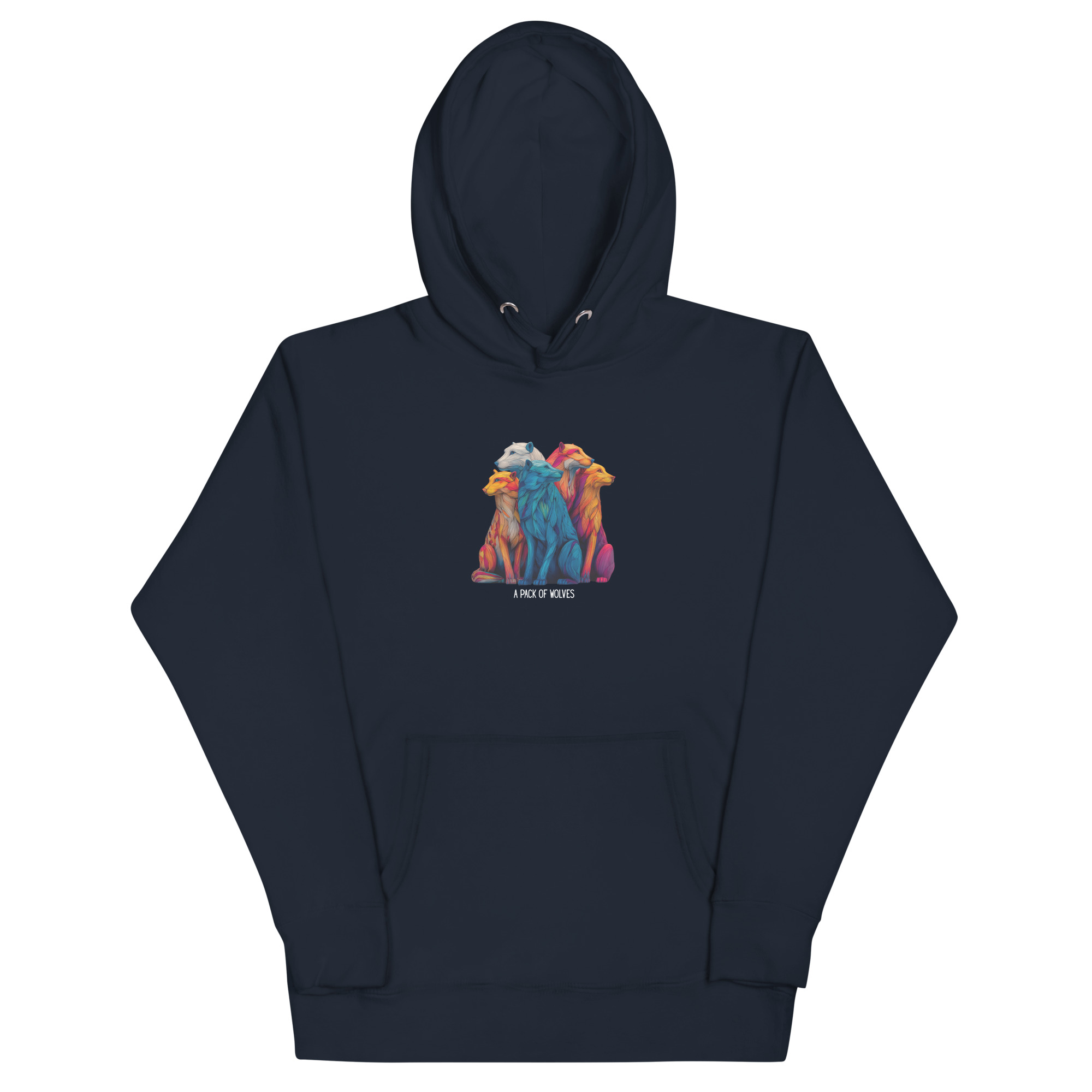 Wildlife Lover Wolf Hoodie, Colorful Art (Unisex Pullover) - Image 17