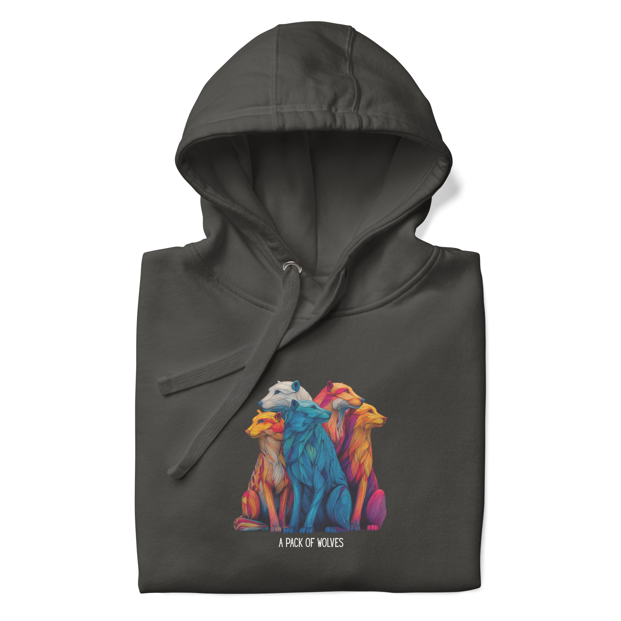 Wildlife Lover Wolf Hoodie, Colorful Art (Unisex Pullover) - Image 15
