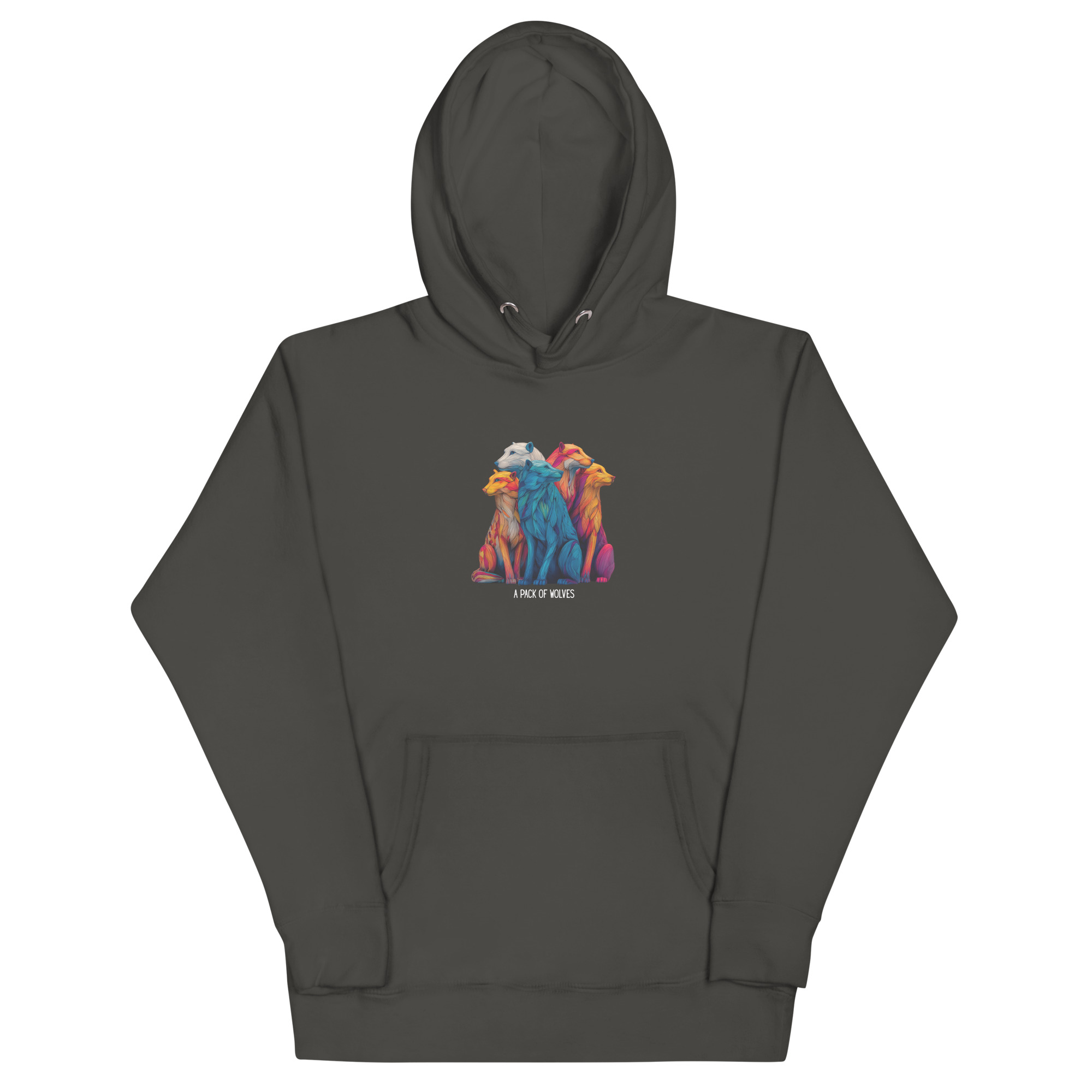 Wildlife Lover Wolf Hoodie, Colorful Art (Unisex Pullover) - Image 20